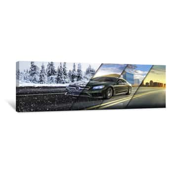 Image of 4 Seasons On The Road Car Canvas Print