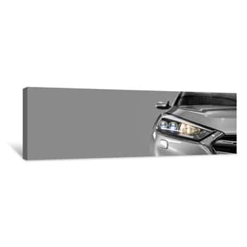 Image of Gray Modern Car On Black Background Canvas Print