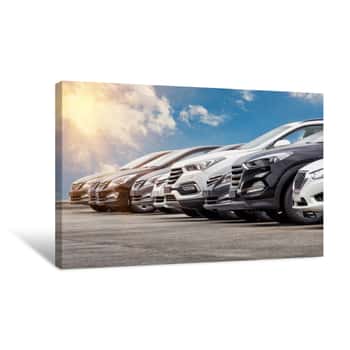 Image of Cars For Sale Stock Lot Row Canvas Print