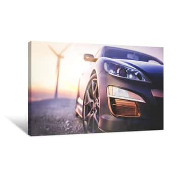 Image of The Image In Front Of The Sports Car Scene Behind As The Sun Goi Canvas Print