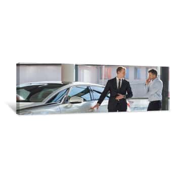 Image of Car Dealer Selling Expensive Car Canvas Print
