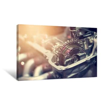 Image of Chain In Cut Metal Car Engine Part Canvas Print