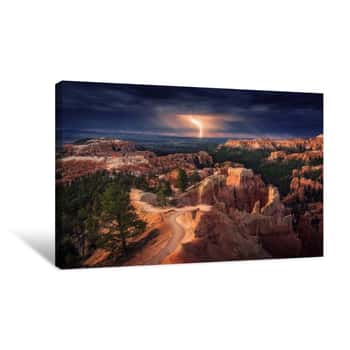 Image of Lightning over Bryce Canyon Canvas Print