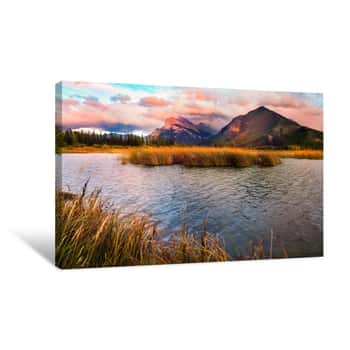 Image of Vermilion Lakes Sunset Near Banff Canvas Print