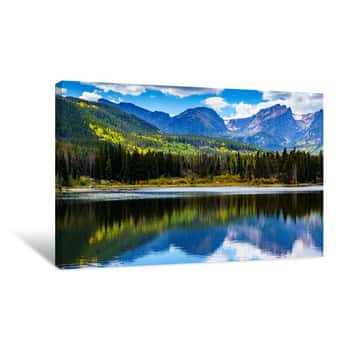 Image of Sprague Lake In Rocky Mountain National Park Colorado Canvas Print