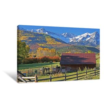Image of Ranch At The Foot Of The San Juan Mountains In Colorado Canvas Print