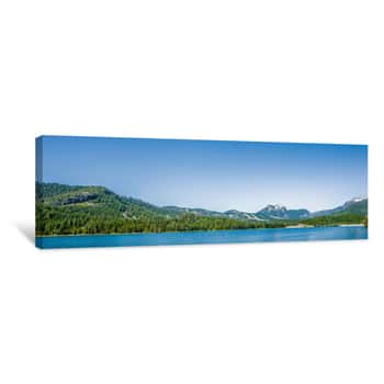 Image of Beautiful Alaskan Mountains And Lakes Landscapes On Sunny Day Canvas Print
