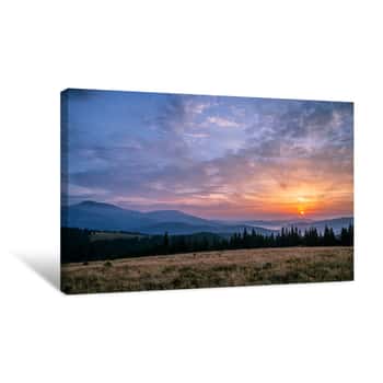 Image of A Magic Sunrise In The Carpathian Mountains Canvas Print