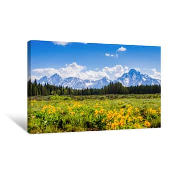 Image of Mountain Range In Spring In Grand Tetons National Park Canvas Print