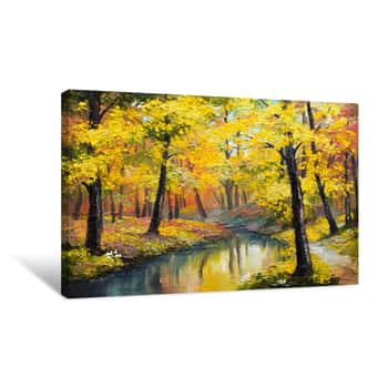 Image of Oil Painting On Canvas - Autumn Forest Canvas Print