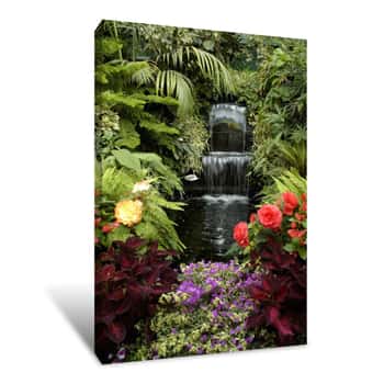 Image of The Garden And Waterfall Canvas Print
