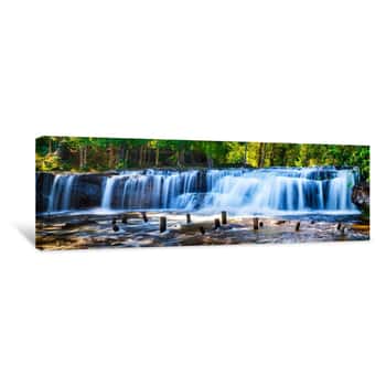 Image of Tropical Waterfall In Jungle With Motion Blur Canvas Print