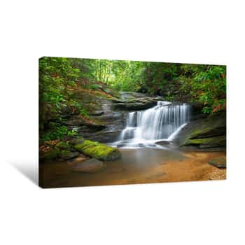 Image of Waterfalls Peaceful Nature Landscape In Blue Ridge Mountains Canvas Print