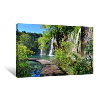 Image of Boardwalk Through The Waterfalls Of Plitvice Lakes National Park, Croatia Canvas Print