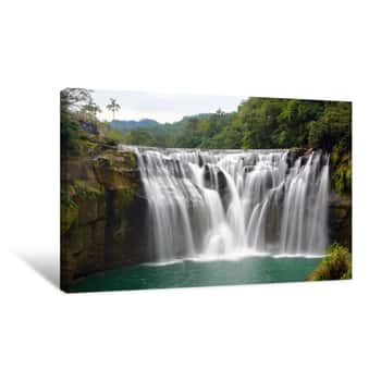 Image of Long Exposure Of Shifen Waterfall On The Keelung River In Pingxi District, New Taipei City, Taiwan Canvas Print