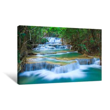 Image of Deep Forest Waterfall In Kanchanaburi, Thailand Canvas Print