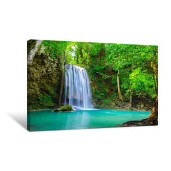 Image of Waterfall In The Tropical Forest Where Is In Thailand National Park Canvas Print