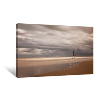 Image of Red Beach Umbrella Canvas Print