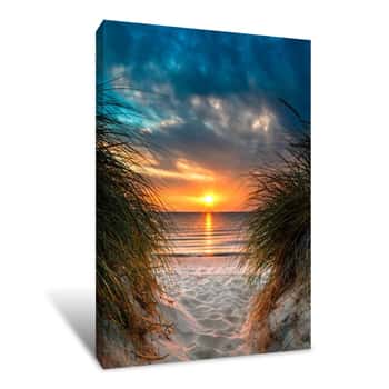 Image of Personal Paradise On A Beautiful White Sand Beach At Sunset Canvas Print
