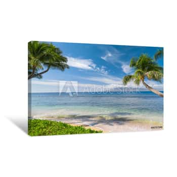 Image of Tropical Beach With Palms Canvas Print