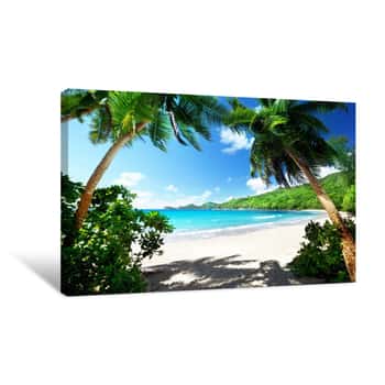 Image of Beach, Mahe Island, Seychelles Canvas Print