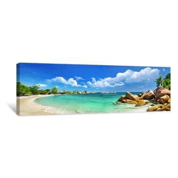 Image of Seychelles , Beach Panorama Canvas Print
