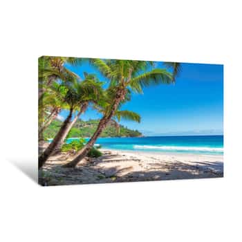 Image of Tropical Beach, Paradise On Seychelles, Island Mahe Canvas Print