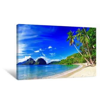 Image of Panoramic Beautiful Beach Scenery Canvas Print