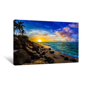 Image of North Shore Sunset In Hawaii Canvas Print