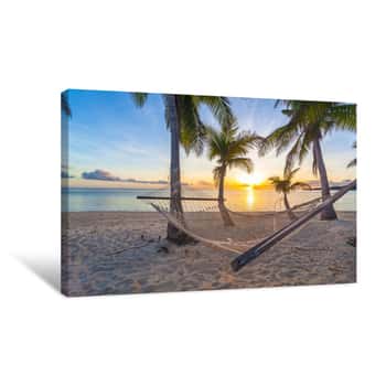 Image of Sunset On Beach Canvas Print