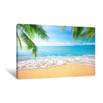 Image of Palm And Tropical Beach Canvas Print