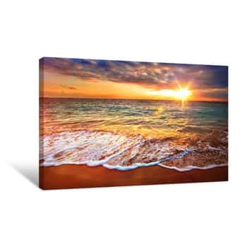 Image of Calm Ocean During Tropical Sunrise Canvas Print