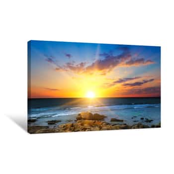 Image of Sun Rise Over The Sea  The Concept Is Travel Canvas Print