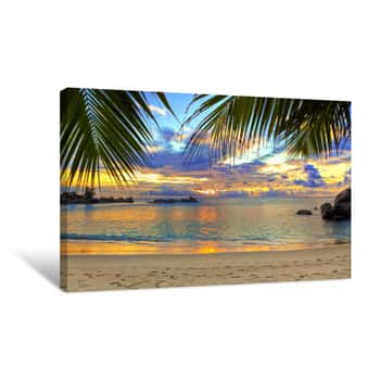 Image of Tropical Beach At Sunset Canvas Print