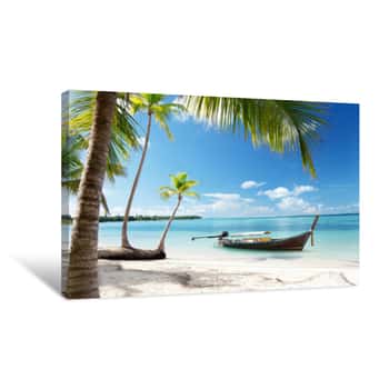 Image of Sea And Boat Canvas Print