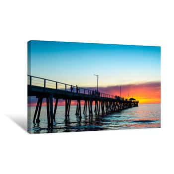 Image of People On Pier At Sunset Canvas Print