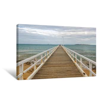 Image of Point Lonsdale Pier On An Overcast Autumn Afternoon - Victoria, Australia Canvas Print