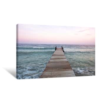 Image of Wooden Pier At Sunset Canvas Print