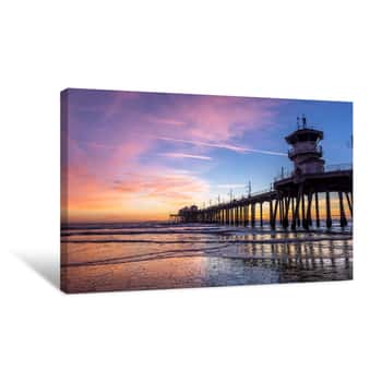 Image of Huntington Beach Pier At Sunset Canvas Print
