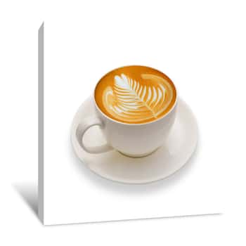 Image of Latte Art , Coffee Isolated On White Background Canvas Print