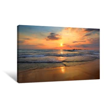 Image of Landscape With Sea Sunset On Beach Canvas Print