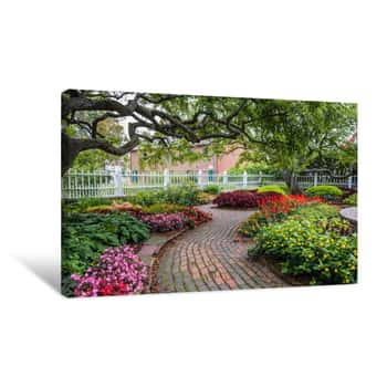 Image of Winding Pathway Through Beautiful Garden In Portsmouth Canvas Print