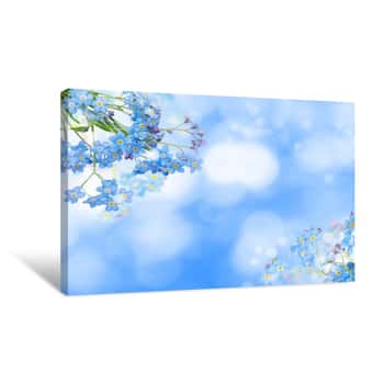 Image of Blue Forget-me-not Flowers Background Canvas Print
