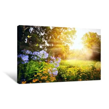 Image of Art Beautiful Landscape; Sunset In The Park Canvas Print