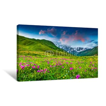 Image of Beautiful View Of Alpine Meadows In The Caucasus Mountains Canvas Print