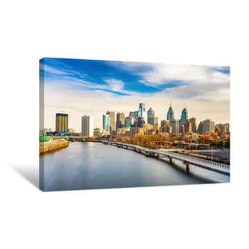 Image of Panoramic Picture Of Philadelphia Skyline And Schuylkill River, PA, USA Canvas Print