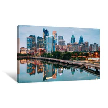 Image of Philadelphia Skyline At Night Canvas Print