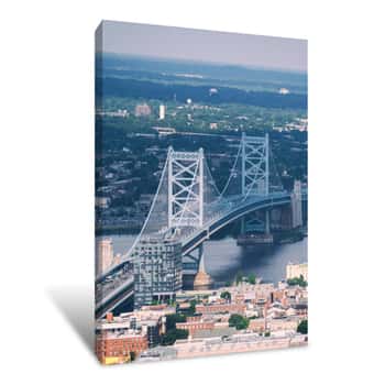 Image of View Of Philadelphia\'s Ben Franklin Bridge With New Jersey Beyond Canvas Print