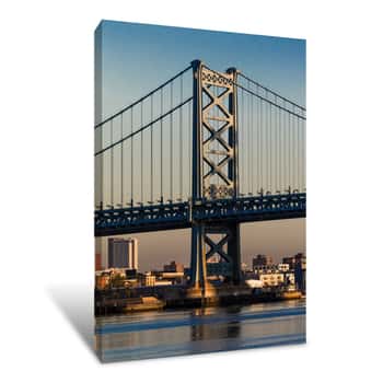 Image of OCT 15, 2016, Ben Franklin Bridge Over Delaware River To Philadelphia, PA  At Dawn Canvas Print