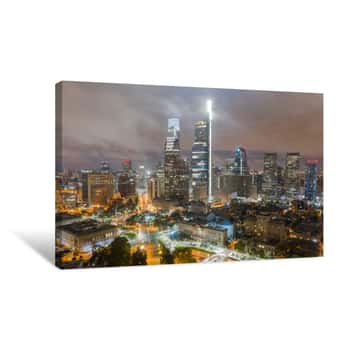 Image of Low Clouds Over Parkway Downtown City Center Philadelphia Pennsylvania Canvas Print